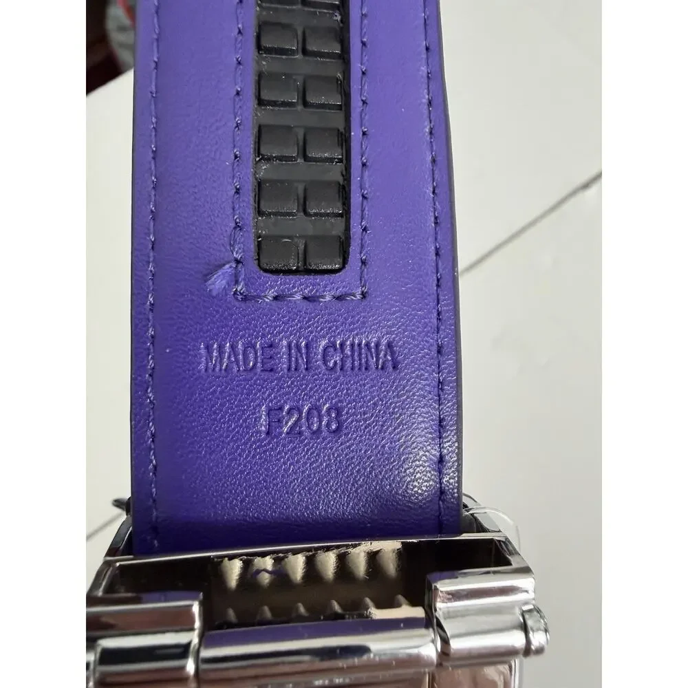 NEW Clemson Tigers Mission Leather Belt •Men L• Metal Buckle Leather Purple $89